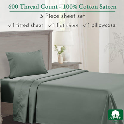 California Design Den: Luxury 600 Thread Count 100% Cotton Sheets, Deep Pocket, Sateen Weave - The Tribalist