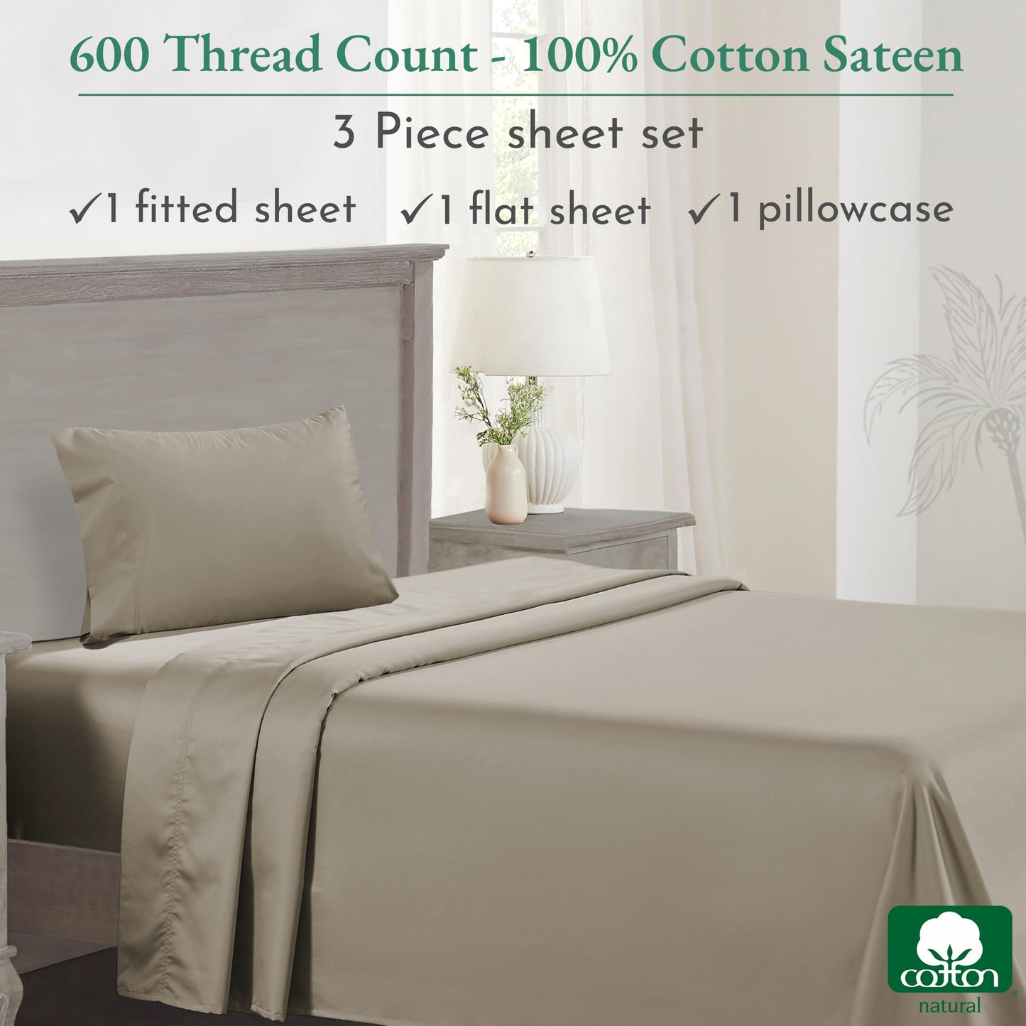 California Design Den: Luxury 600 Thread Count 100% Cotton Sheets, Deep Pocket, Sateen Weave - The Tribalist