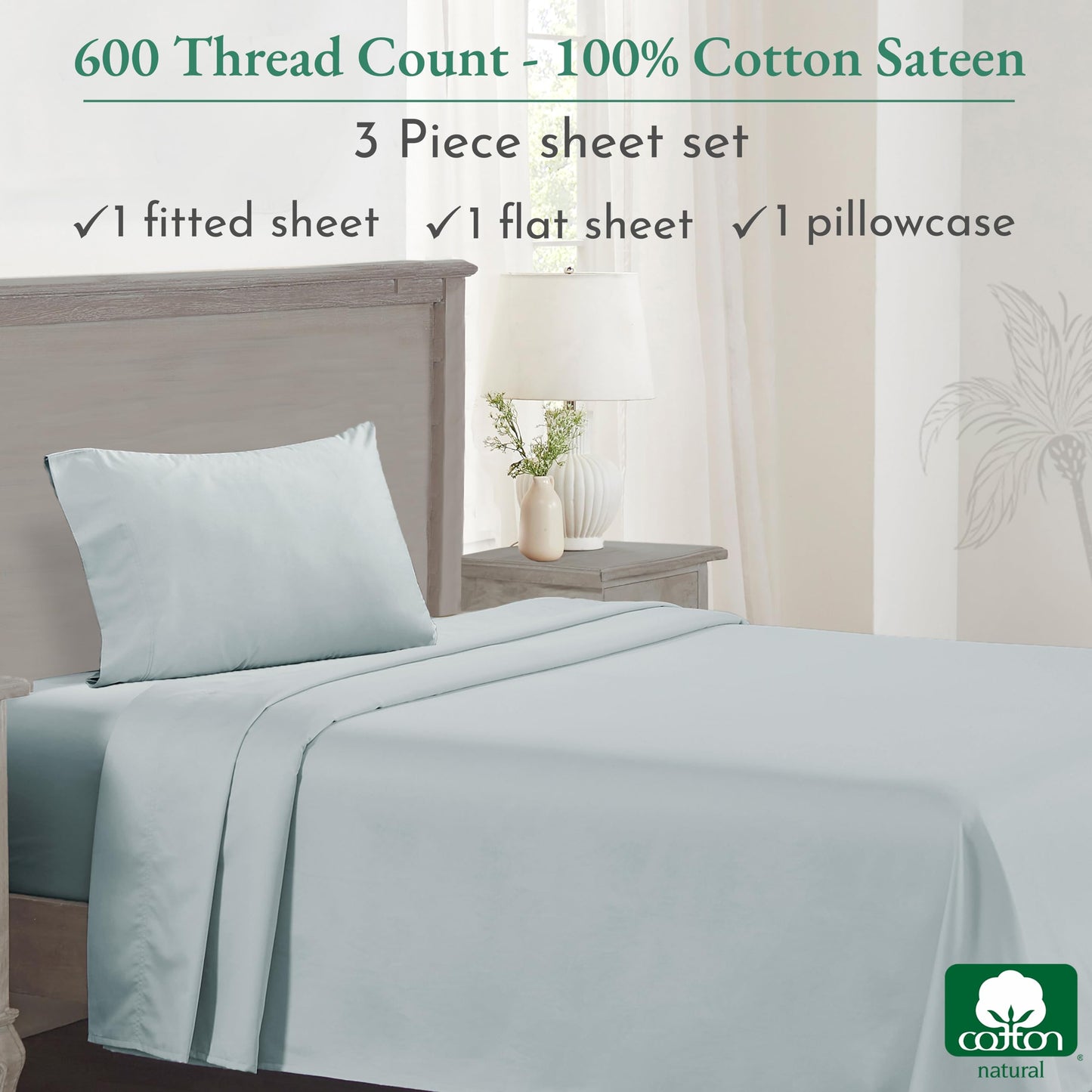 California Design Den: Luxury 600 Thread Count 100% Cotton Sheets, Deep Pocket, Sateen Weave - The Tribalist