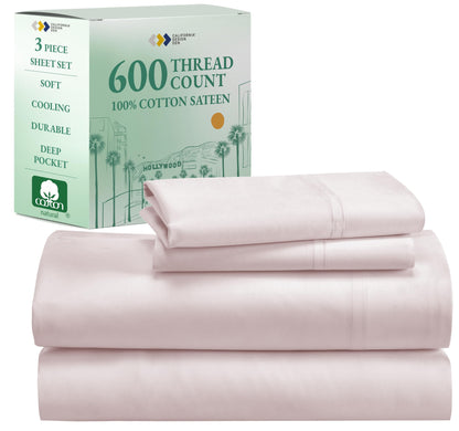 California Design Den: Luxury 600 Thread Count 100% Cotton Sheets, Deep Pocket, Sateen Weave - The Tribalist