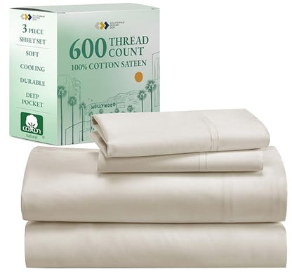 California Design Den: Luxury 600 Thread Count 100% Cotton Sheets, Deep Pocket, Sateen Weave - The Tribalist