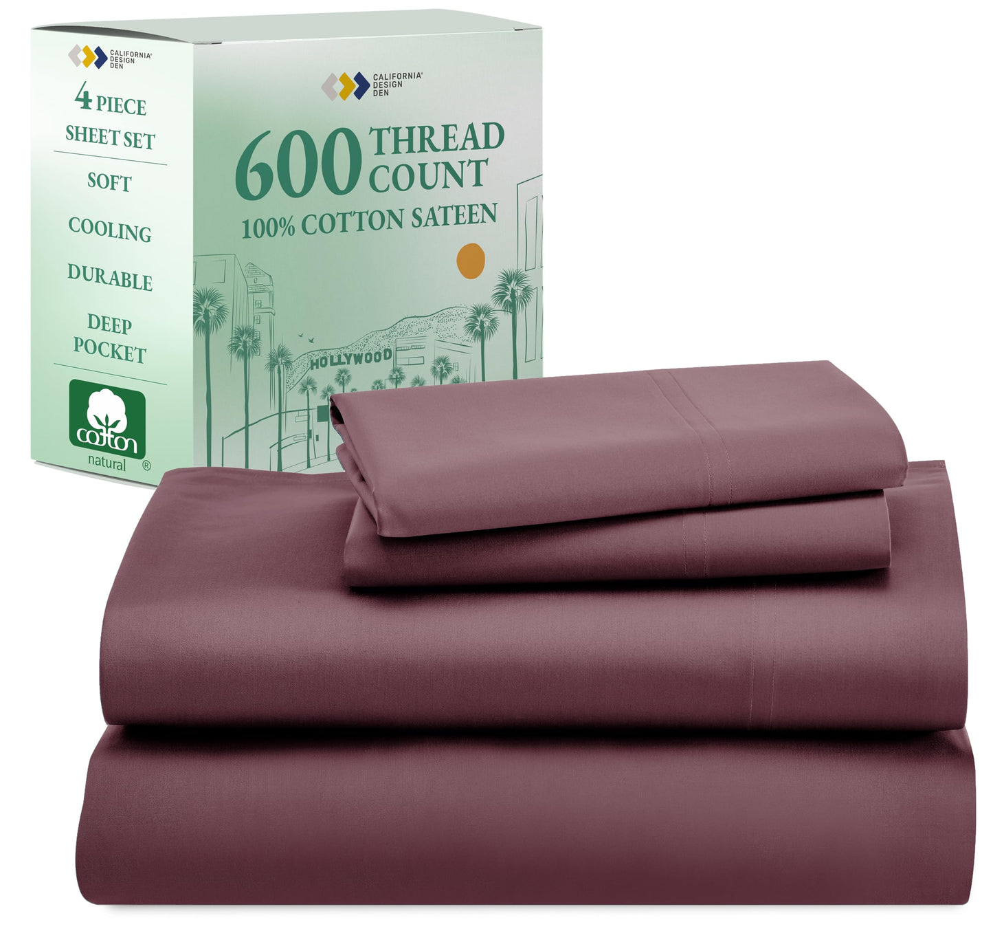 California Design Den: Luxury 600 Thread Count 100% Cotton Sheets, Deep Pocket, Sateen Weave - The Tribalist