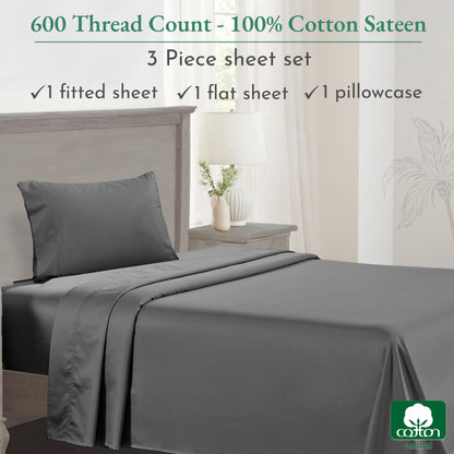 California Design Den: Luxury 600 Thread Count 100% Cotton Sheets, Deep Pocket, Sateen Weave - The Tribalist