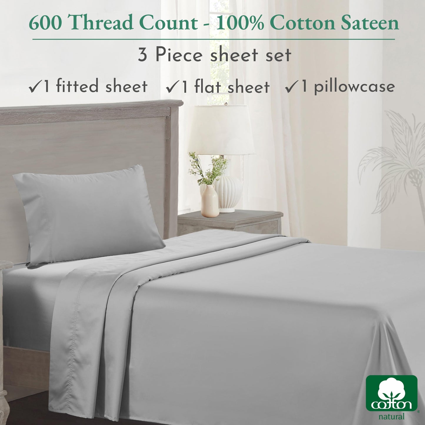 California Design Den: Luxury 600 Thread Count 100% Cotton Sheets, Deep Pocket, Sateen Weave - The Tribalist