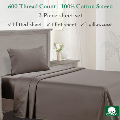 California Design Den: Luxury 600 Thread Count 100% Cotton Sheets, Deep Pocket, Sateen Weave - The Tribalist