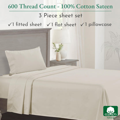 California Design Den: Luxury 600 Thread Count 100% Cotton Sheets, Deep Pocket, Sateen Weave - The Tribalist