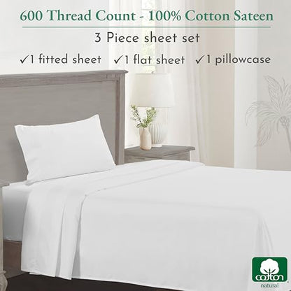 California Design Den: Luxury 600 Thread Count 100% Cotton Sheets, Deep Pocket, Sateen Weave - The Tribalist