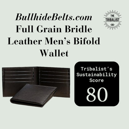 BullhideBelts: Full Grain Bridle Leather Men’s Bifold Wallet with 8 card slots