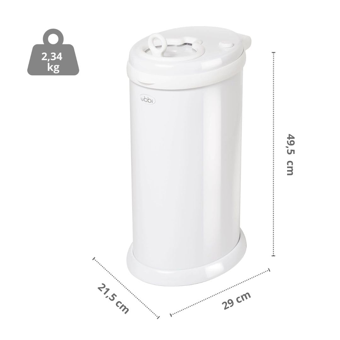 Ubbi Steel Diaper Pail, Odor Locking, No Special Bag Required, Award-Winning, Registry Must-Have, White - The Tribalist