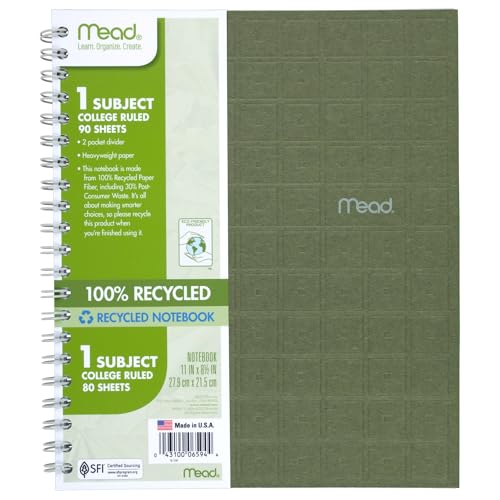 The Tribalist - Mead: Recycled Spiral Notebook (80 Sheets), 3-hole punched notebook, Amazon, college ruled notebook