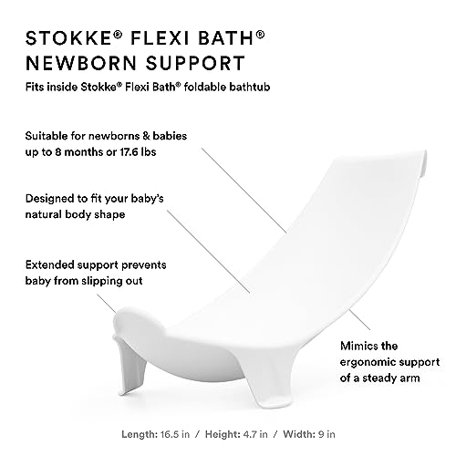 The Tribalist - Stokke Flexi Bath Bundle, White - Foldable Baby Bathtub + Newborn Support - Durable & Easy to Store