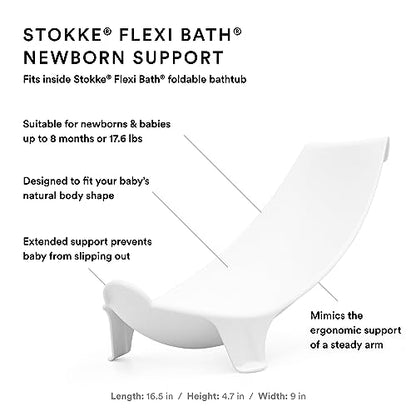 The Tribalist - Stokke Flexi Bath Bundle, White - Foldable Baby Bathtub + Newborn Support - Durable & Easy to Store