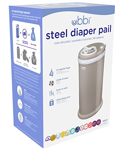 Ubbi Steel Diaper Pail, Odor Locking, No Special Bag Required, Award-Winning, Registry Must-Have, White - The Tribalist