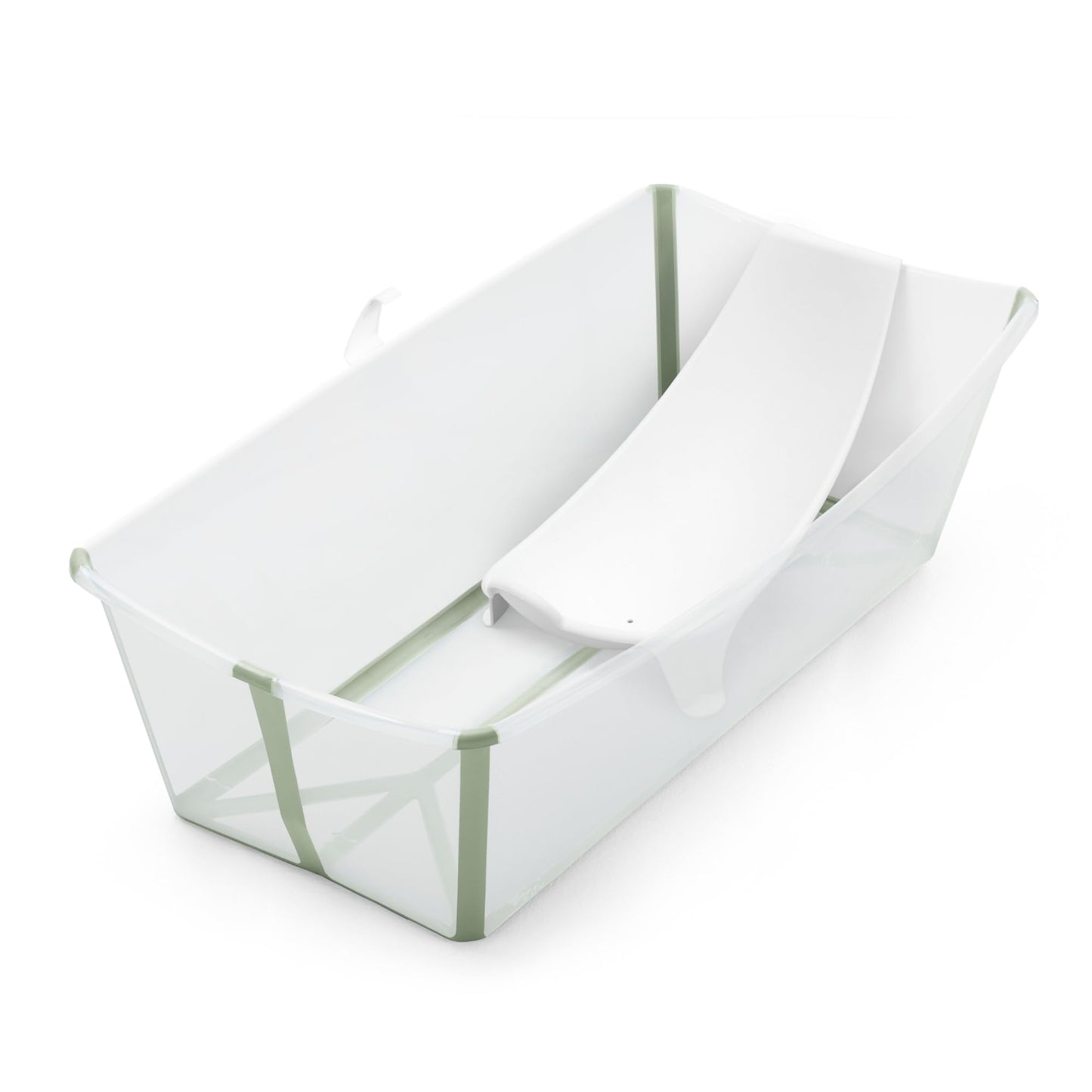 The Tribalist - Stokke Flexi Bath Bundle, White - Foldable Baby Bathtub + Newborn Support - Durable & Easy to Store