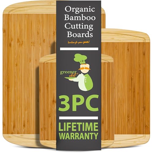 The Tribalist - GREENER CHEF: Organic Bamboo Cutting Board with Lifetime Replacements (Set of 3)