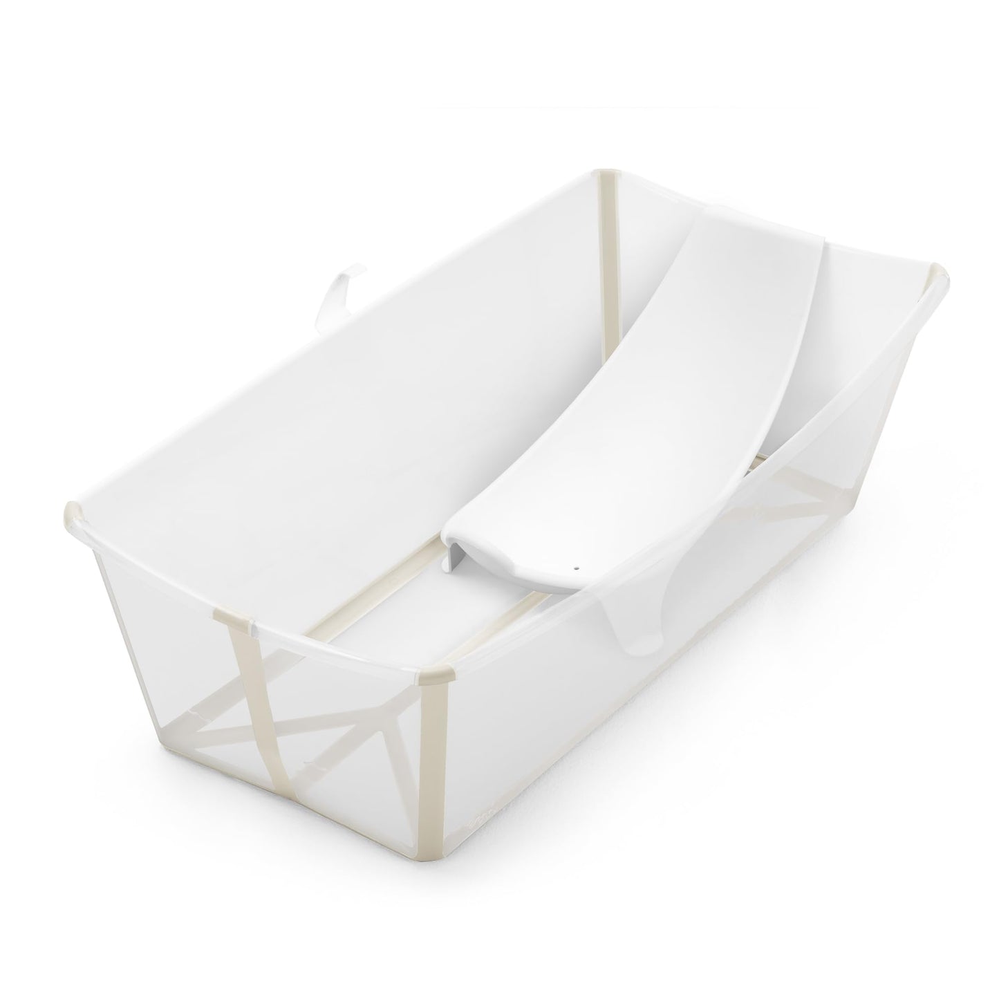 The Tribalist - Stokke Flexi Bath Bundle, White - Foldable Baby Bathtub + Newborn Support - Durable & Easy to Store