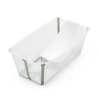 The Tribalist - Stokke Flexi Bath Bundle, White - Foldable Baby Bathtub + Newborn Support - Durable & Easy to Store