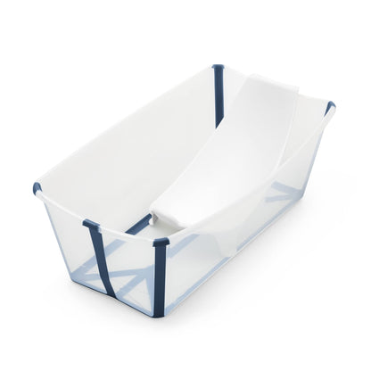 The Tribalist - Stokke Flexi Bath Bundle, White - Foldable Baby Bathtub + Newborn Support - Durable & Easy to Store