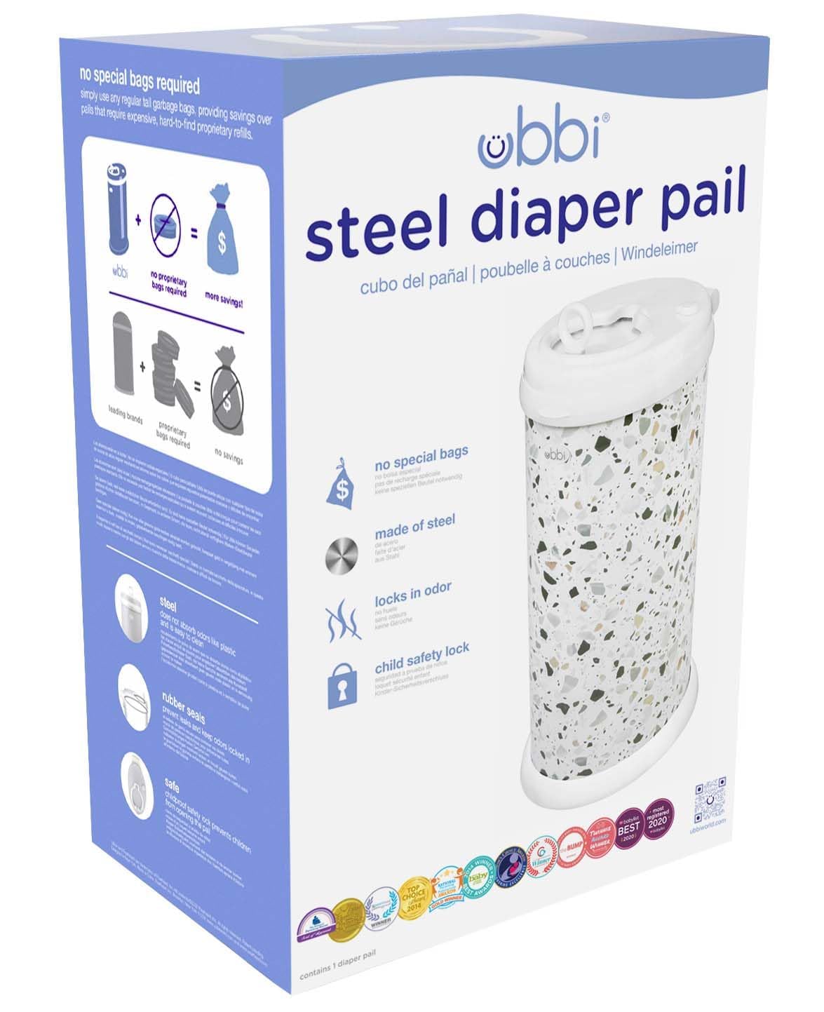 Ubbi Steel Diaper Pail, Odor Locking, No Special Bag Required, Award-Winning, Registry Must-Have, White - The Tribalist