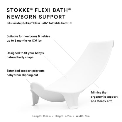 The Tribalist - Stokke Flexi Bath Bundle, White - Foldable Baby Bathtub + Newborn Support - Durable & Easy to Store