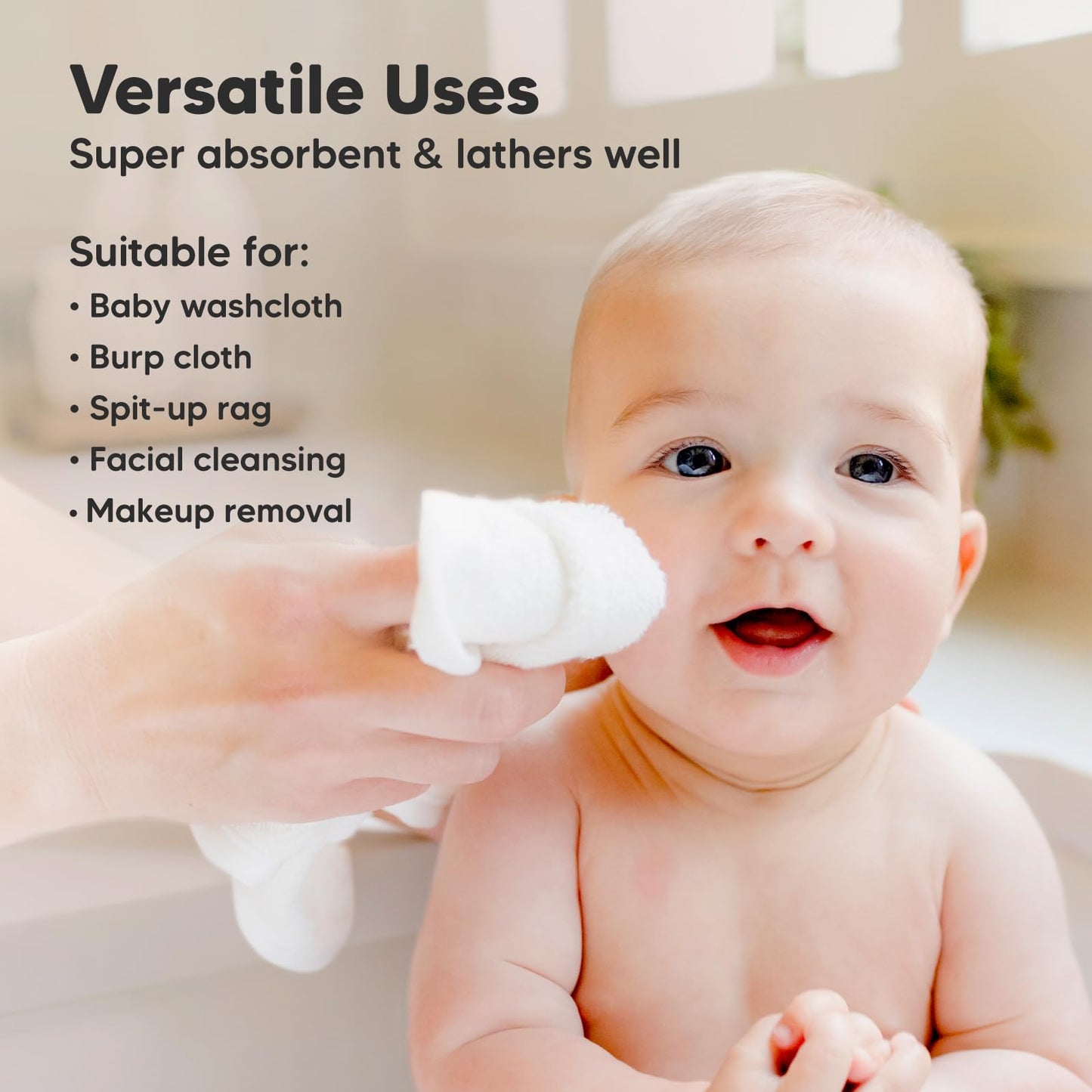 The Tribalist 6-Pack Baby Washcloths - Soft Viscose Derived from Bamboo Washcloth, Baby Wash Cloths for Newborn, Kids