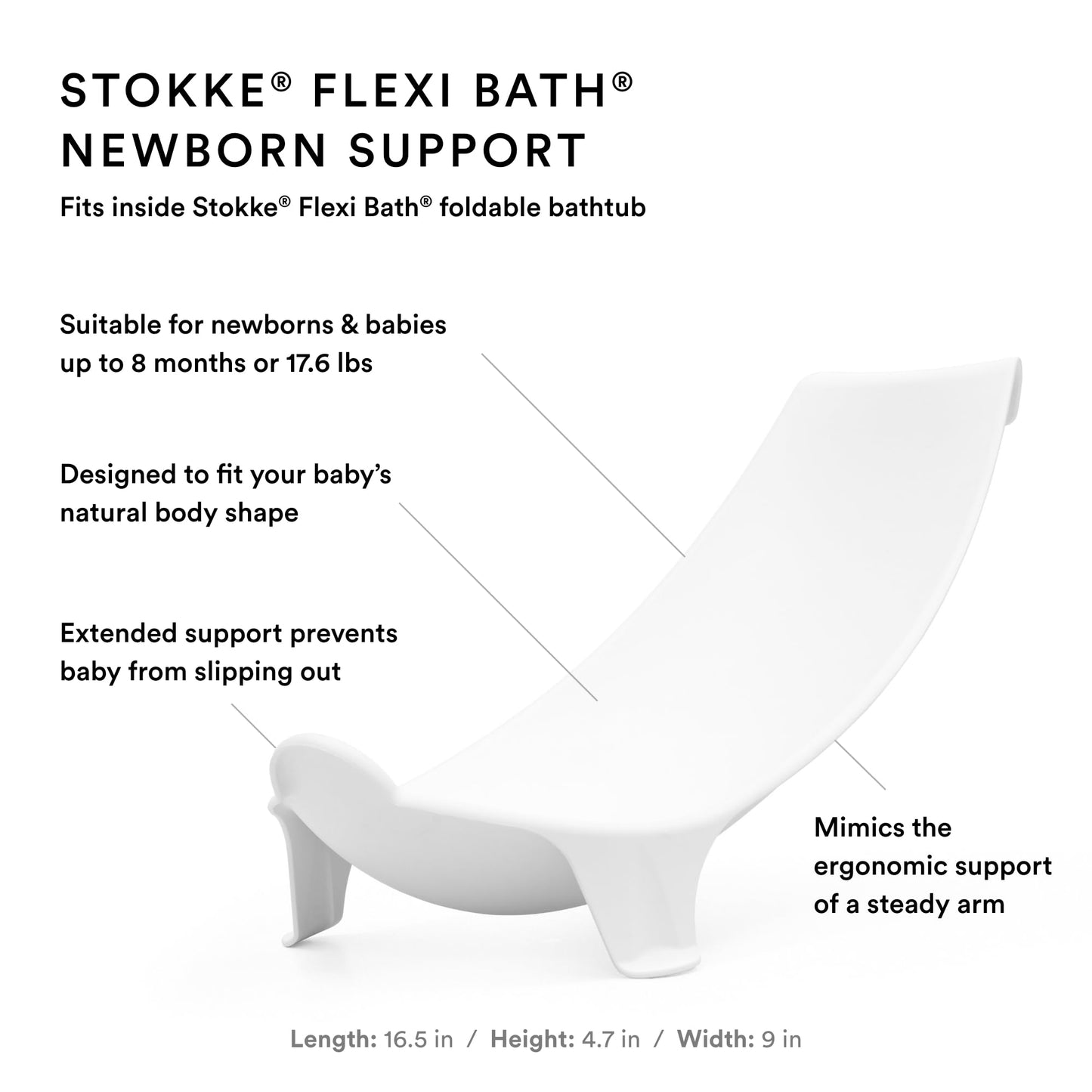 The Tribalist - Stokke Flexi Bath Bundle, White - Foldable Baby Bathtub + Newborn Support - Durable & Easy to Store