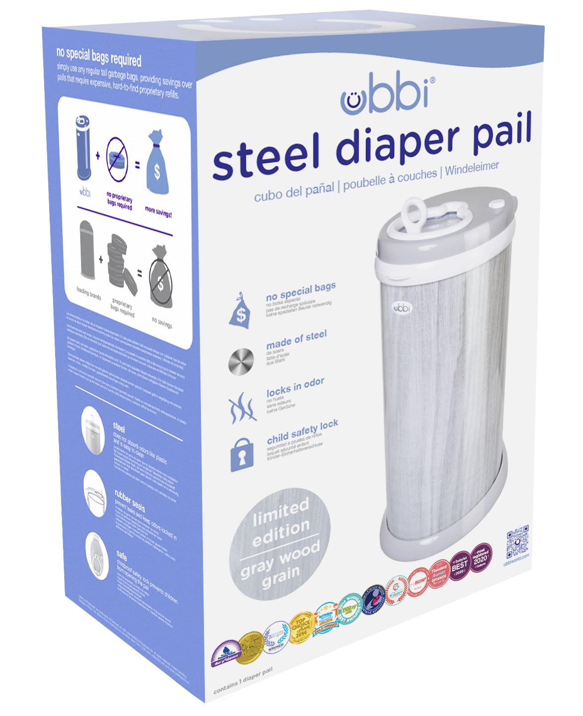 Ubbi Steel Diaper Pail, Odor Locking, No Special Bag Required, Award-Winning, Registry Must-Have, White - The Tribalist