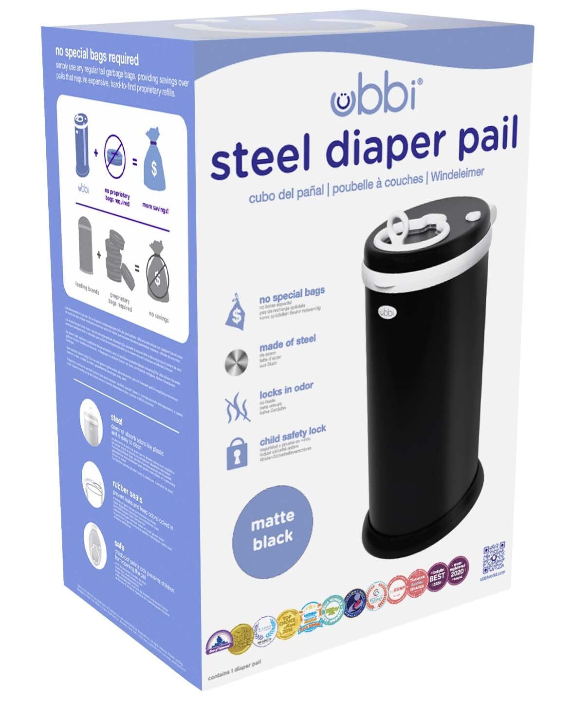 Ubbi Steel Diaper Pail, Odor Locking, No Special Bag Required, Award-Winning, Registry Must-Have, White - The Tribalist