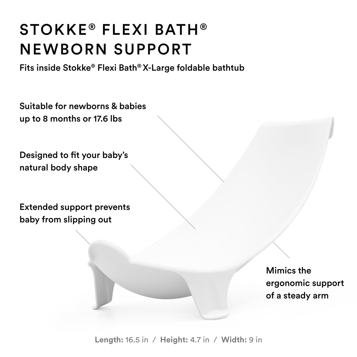 The Tribalist - Stokke Flexi Bath Bundle, White - Foldable Baby Bathtub + Newborn Support - Durable & Easy to Store