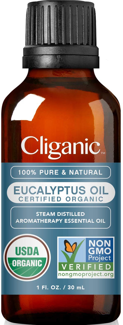 Cliganic: 100% Pure Eucalyptus Essential Oil - USDA Certified Organic, Non-GMO Verified