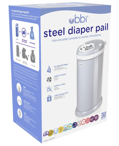 Ubbi Steel Diaper Pail, Odor Locking, No Special Bag Required, Award-Winning, Registry Must-Have, White - The Tribalist