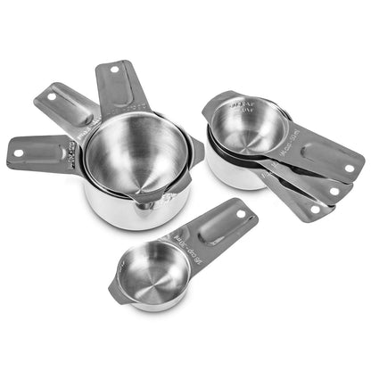 ALLWIN - HOUSEWARE: 13 - piece Measuring Cups and Spoons Set, 18/8 Stainless Steel, Ergonomic Handle with Ring Connector - The Tribalist