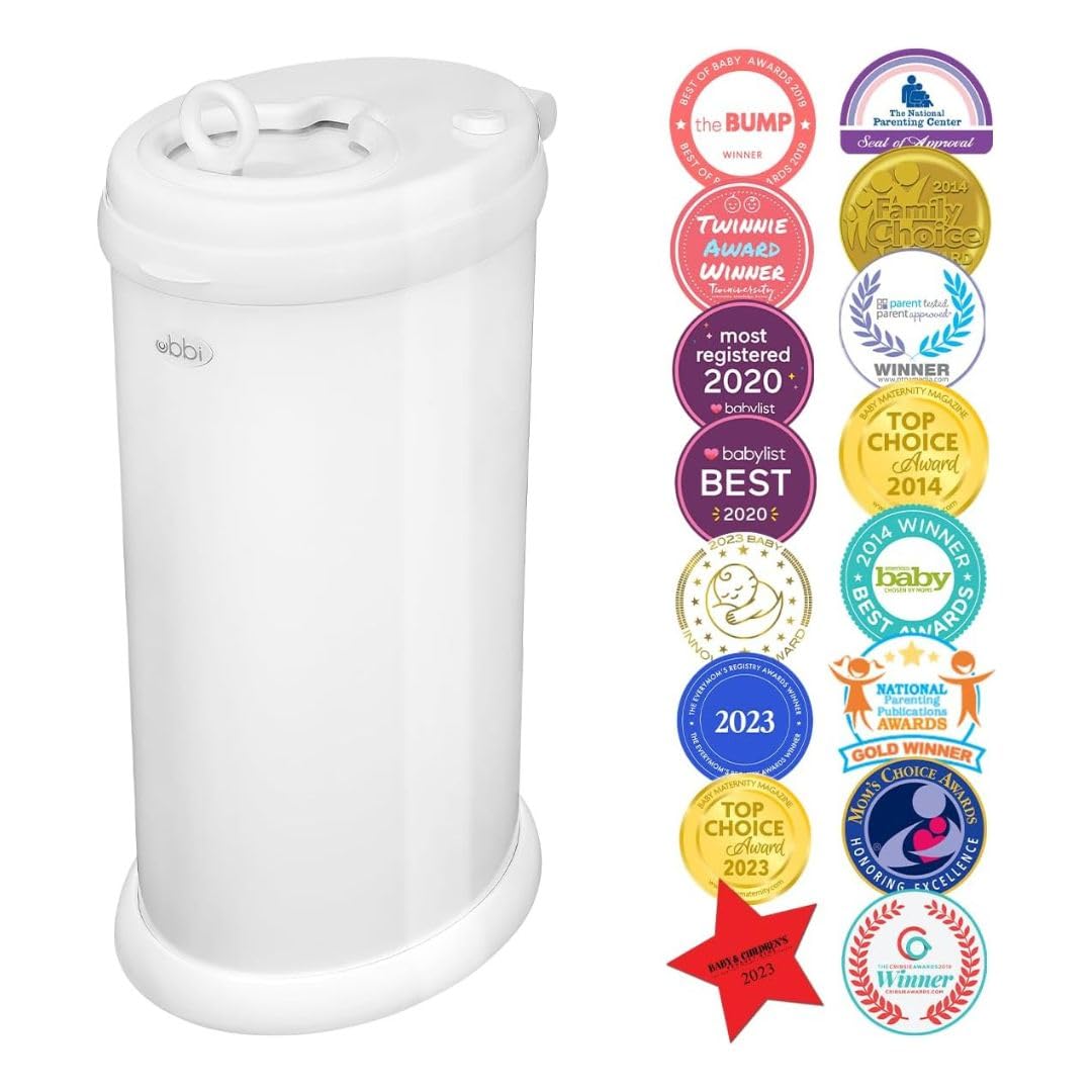 Ubbi Steel Diaper Pail, Odor Locking, No Special Bag Required, Award-Winning, Registry Must-Have, White - The Tribalist