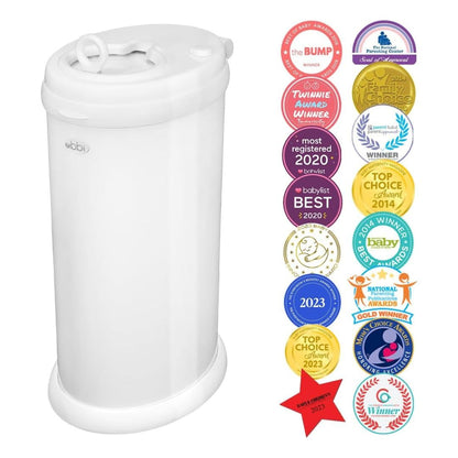 Ubbi Steel Diaper Pail, Odor Locking, No Special Bag Required, Award-Winning, Registry Must-Have, White - The Tribalist