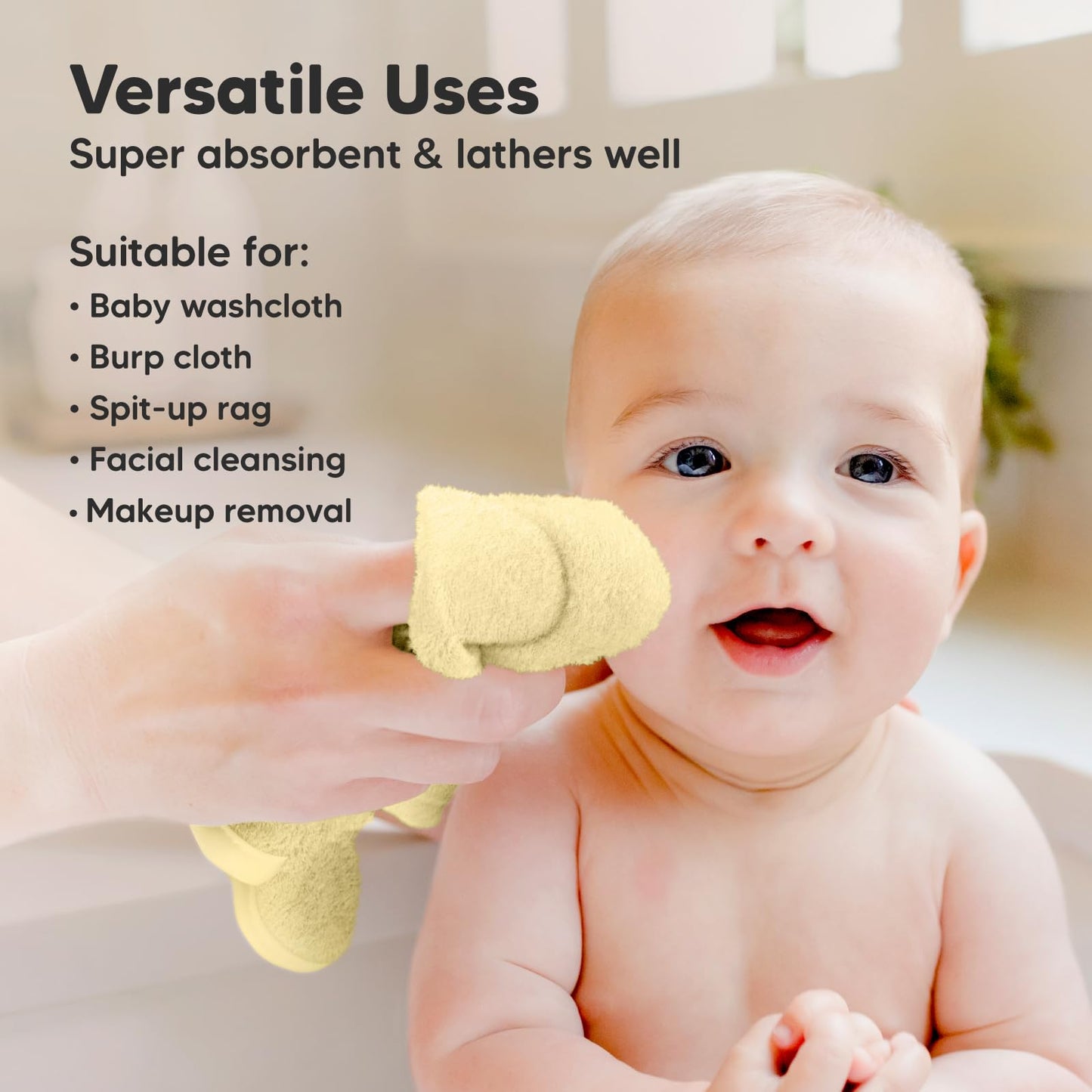 The Tribalist 6-Pack Baby Washcloths - Soft Viscose Derived from Bamboo Washcloth, Baby Wash Cloths for Newborn, Kids