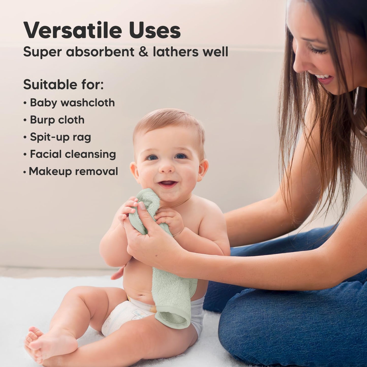 The Tribalist 6-Pack Baby Washcloths - Soft Viscose Derived from Bamboo Washcloth, Baby Wash Cloths for Newborn, Kids