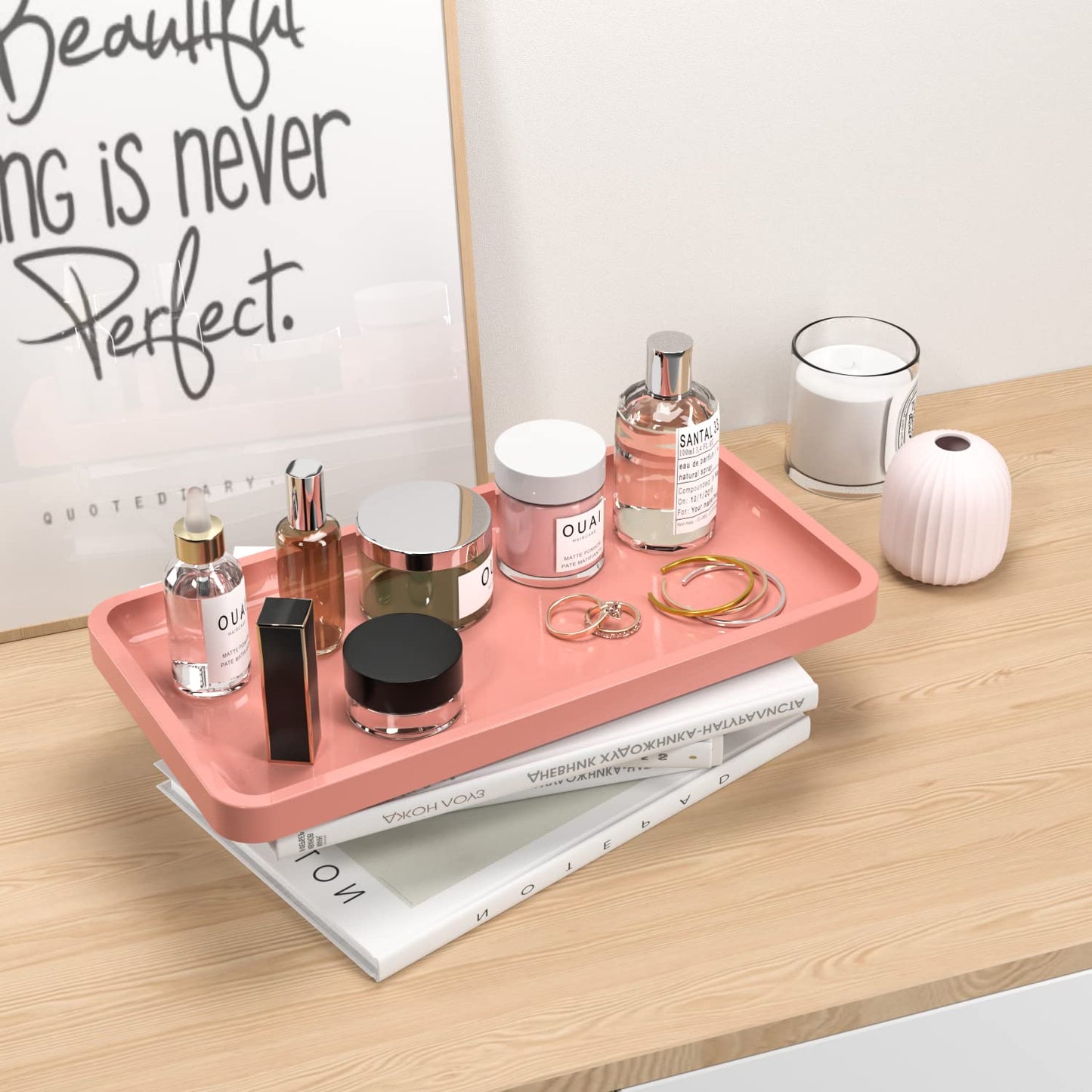 Weensen Store: Bathroom Vanity Tray for Countertop (11.81” L x 6.1” W x 0.79” H)