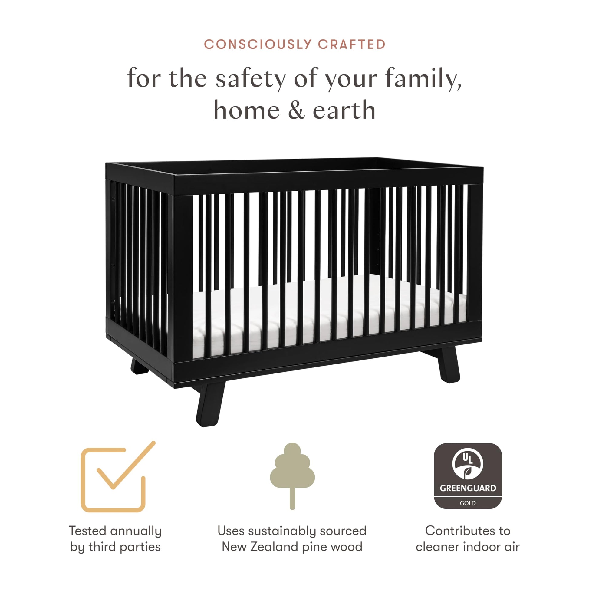 Babyletto: Hudson 3 - in - 1 Convertible Crib with Toddler Bed Conversion Kit | GREENGUARD GOLD Certified - The Tribalist