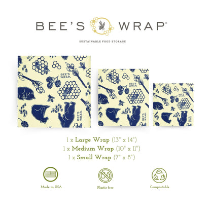 Bee's Wrap Fun Design Reusable Beeswax Food Wraps, 3 Pack - The Tribalist