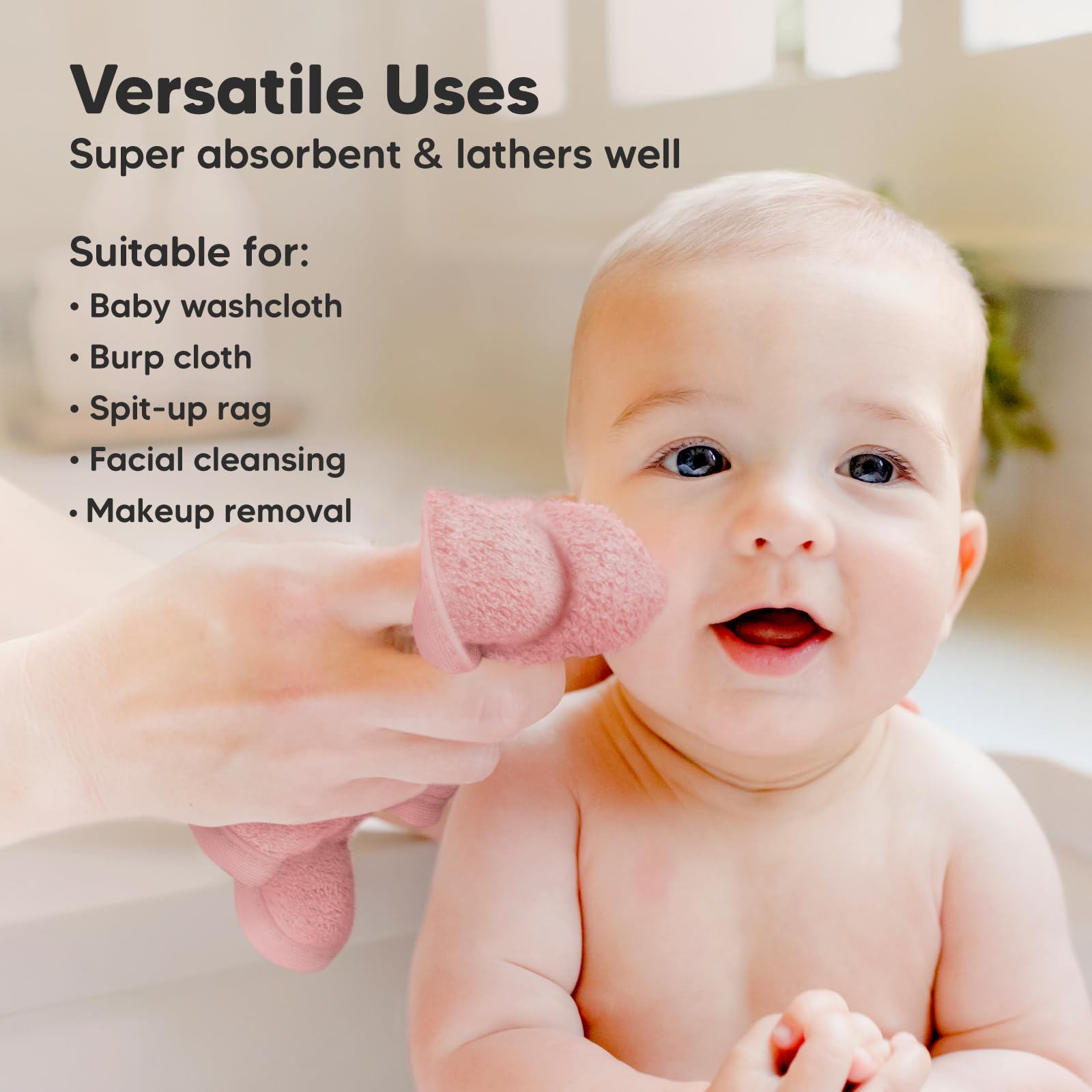 The Tribalist 6-Pack Baby Washcloths - Soft Viscose Derived from Bamboo Washcloth, Baby Wash Cloths for Newborn, Kids