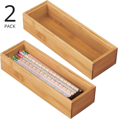 mDesign: Natural Bamboo Stackable Office Drawer Organizer