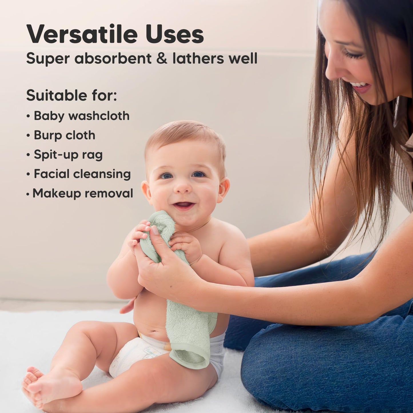 The Tribalist 6-Pack Baby Washcloths - Soft Viscose Derived from Bamboo Washcloth, Baby Wash Cloths for Newborn, Kids