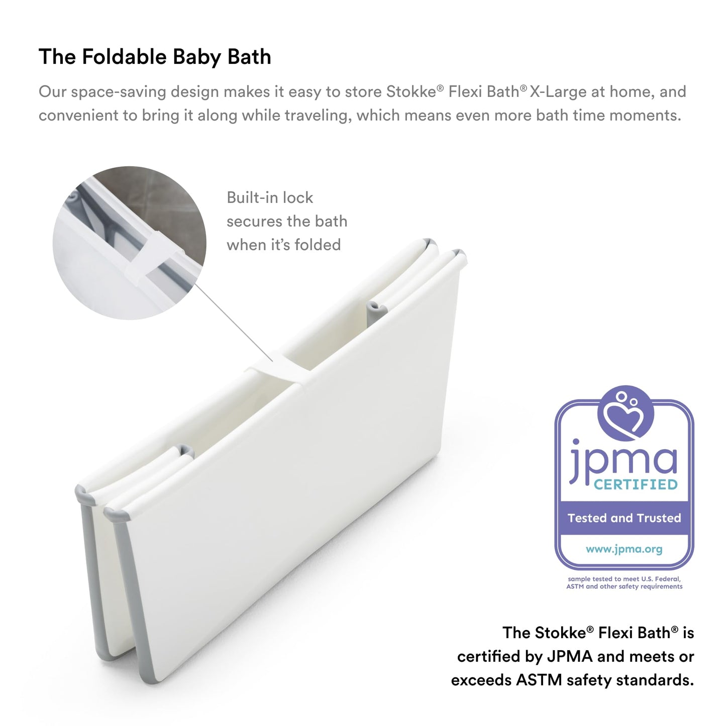 The Tribalist - Stokke Flexi Bath Bundle, White - Foldable Baby Bathtub + Newborn Support - Durable & Easy to Store