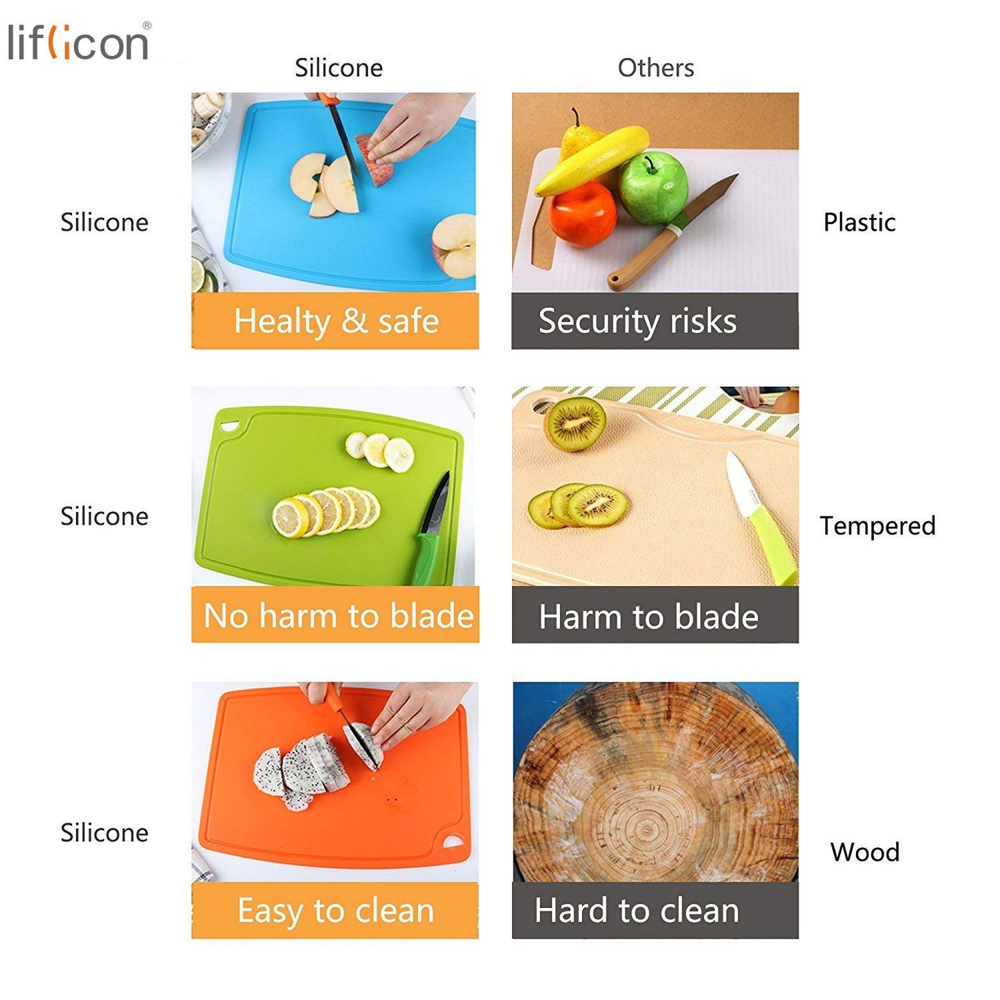 liflicon: 100% Food Grade Thick Silicone Cutting Board (12.6'' x 9.1'') - The Tribalist