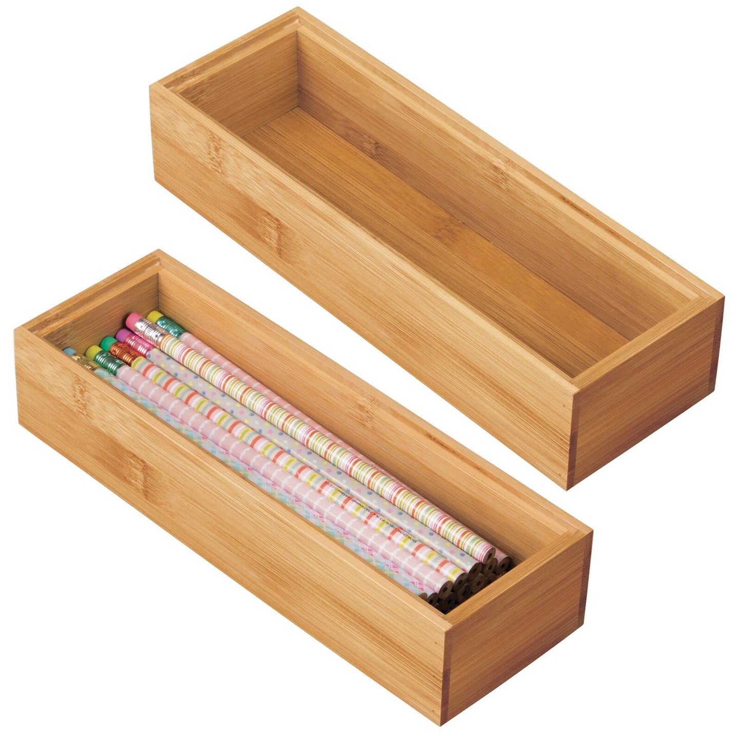 mDesign Wooden Bamboo Office Drawer Organizer Box - The Tribalist