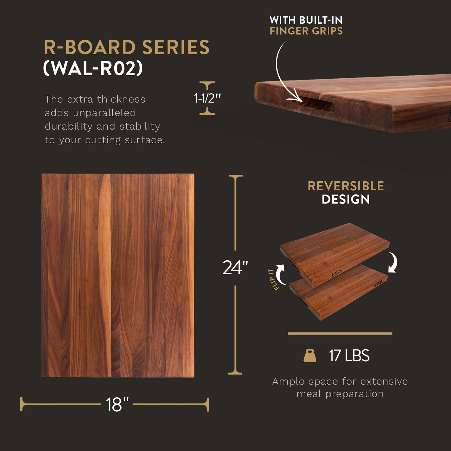 The Tribalist - John Boos: Maple Wood Rectangular Charcuterie Reversible Cutting Board