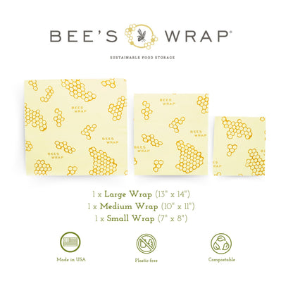 Bee's Wrap Fun Design Reusable Beeswax Food Wraps, 3 Pack - The Tribalist