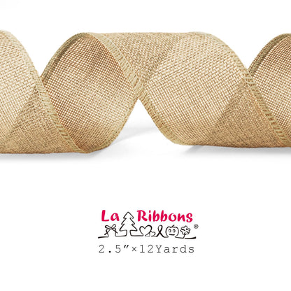 LaRibbons: 12-Yard Extended Burlap Ribbon Roll – Rustic Wired-Edge Ribbon for Crafts & Decorations