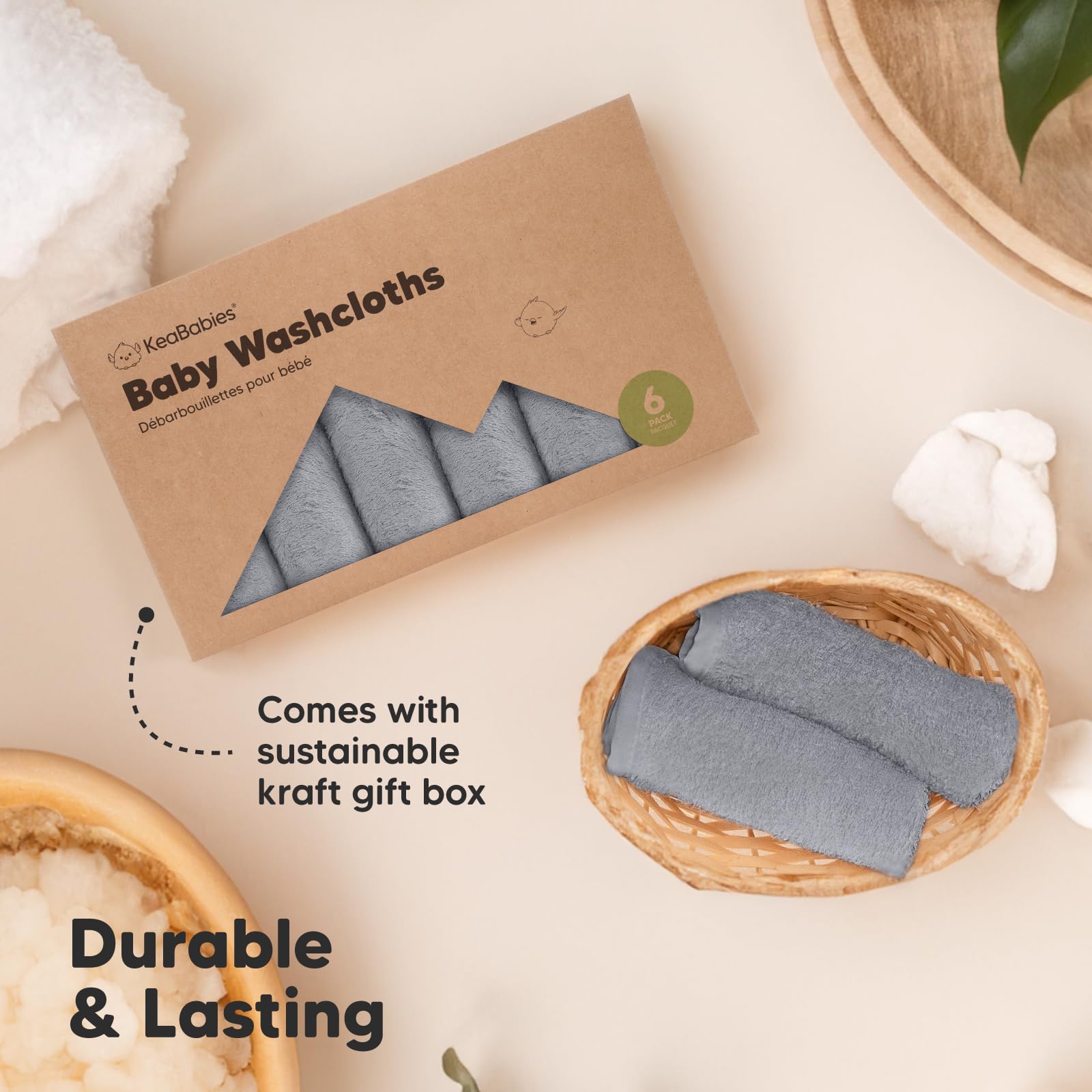 The Tribalist 6-Pack Baby Washcloths - Soft Viscose Derived from Bamboo Washcloth, Baby Wash Cloths for Newborn, Kids