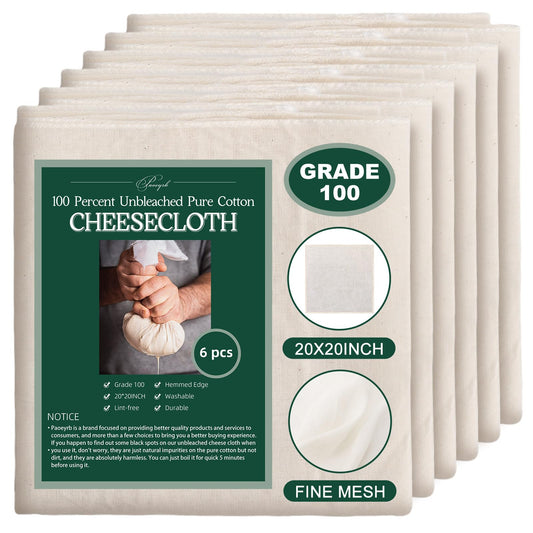 Paoeyrb: 100% Unbleached Pure Cotton Cheesecloth (Pack of 6)